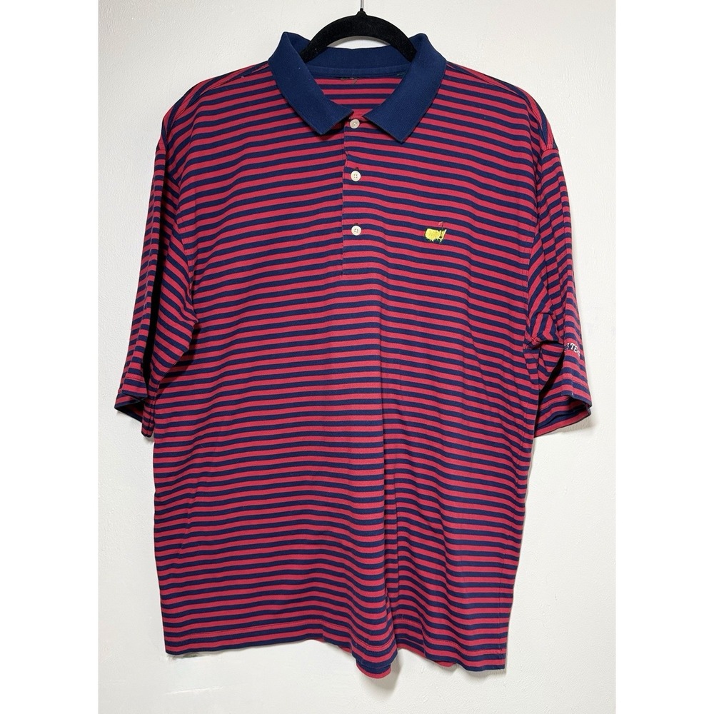 Vintage Augusta National Masters Golf Polo Shirt Mens Size XL Burgundy Striped
